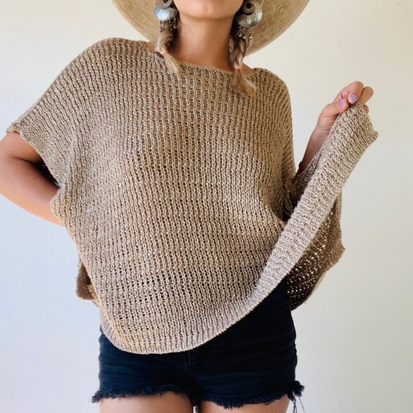 Metallic Sand Gold Knitted Blouse - Picture 6 of 14
